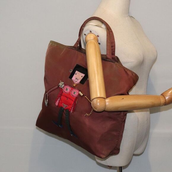 Prada Robot Brown Synthetic Tote Bag (Pre-Owned) - Picture 11 of 16